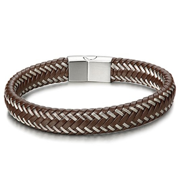 New Stylish Men Braided Leather Bracelet Bangle - Picture 3 of 5